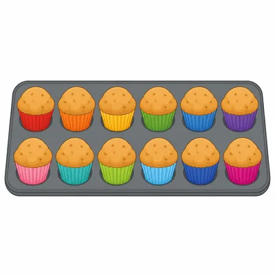 Two rows of six muffins on a tray.