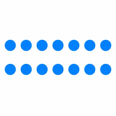 Two rows of seven blue dots.