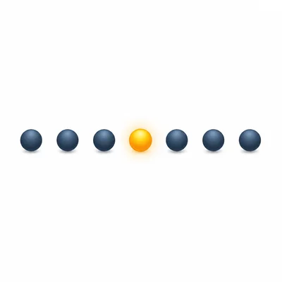 Seven ordered dots with the middle dot highlighted to show the median.