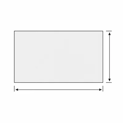 A rectangle with dimension arrows showing length and width.