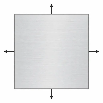 Square metal plate expanding outward on all sides.