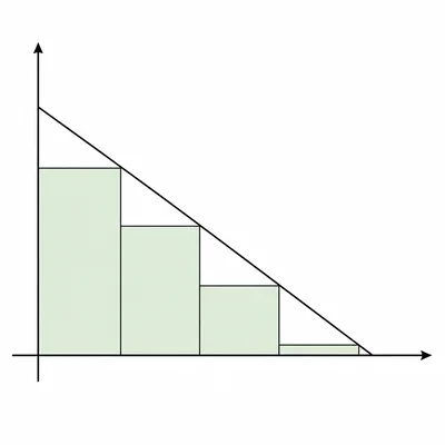 Decreasing line with four right-endpoint rectangles under it.