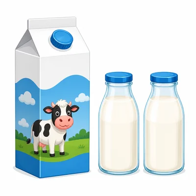 One quart carton shown with two pint bottles.