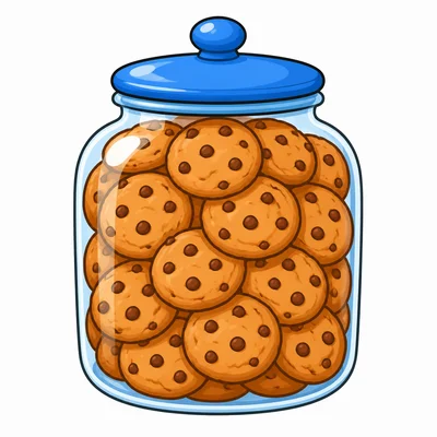 A jar filled to the top with cookies.