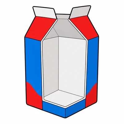 An open milk carton with no milk inside.