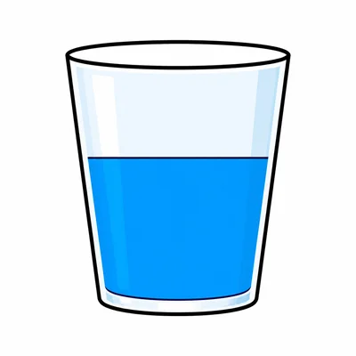 A cup half-full of water.