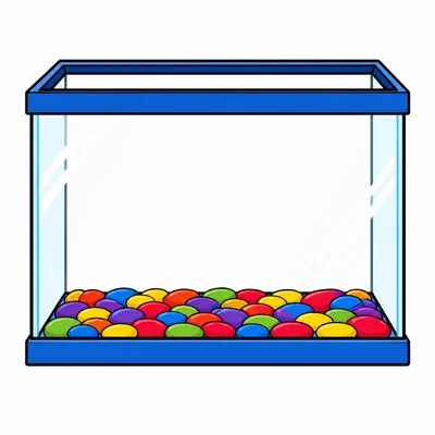 An empty fish tank with no water.