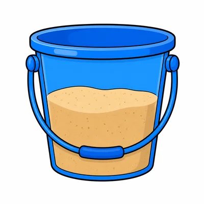 A bucket half-full of sand.