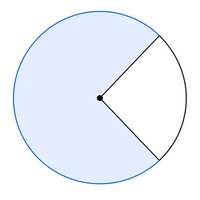Circle showing a major arc greater than a semicircle with radii to its endpoints.