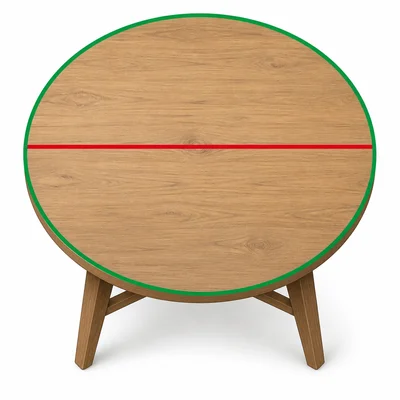 A round table showing circumference around the edge and diameter across the center.