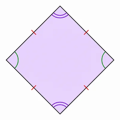Rhombus with all four sides equal and opposite angles equal.