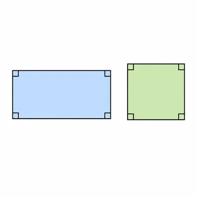A wide rectangle and a square shown side by side.