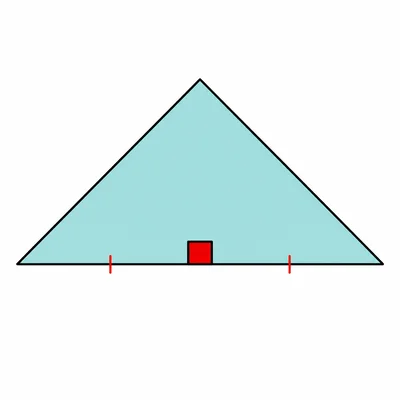 Isosceles right triangle with two equal legs and a right angle marker.