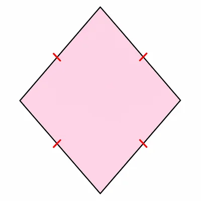 A non-square rhombus with all four sides equal.