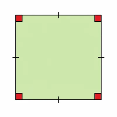 Square with all sides equal and all corners right angles.