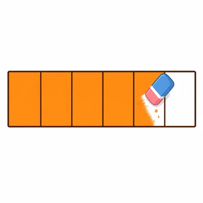 A fraction strip divided into sixths with five parts shaded, suggesting choosing a smaller amount.