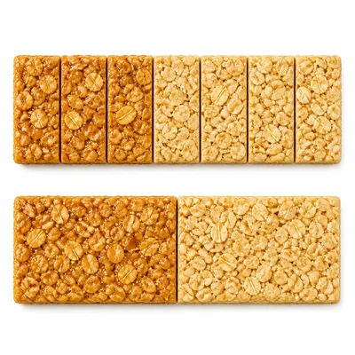 Two granola bars showing three eighths and one half highlighted.