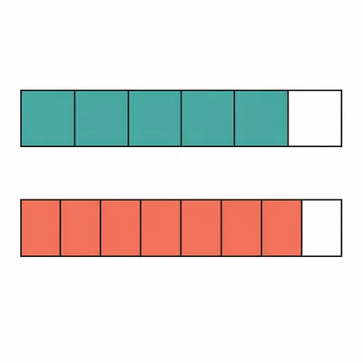 Two fraction bars showing five sixths and seven eighths.