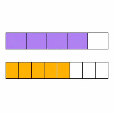 Two fraction bars showing four fifths and five eighths.