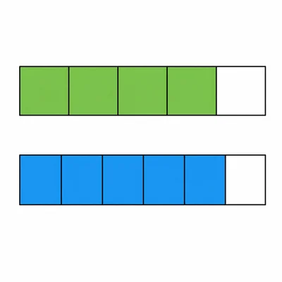 Two fraction bars showing four fifths and five sixths, each missing one part.