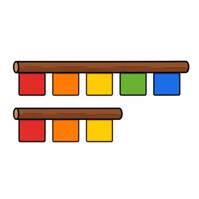 Two sticks are shown, with the bottom stick shorter than the top stick.