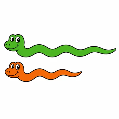 The top snake is longer than the bottom snake.