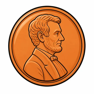 One copper penny coin