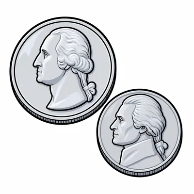 One silver quarter and one silver nickel
