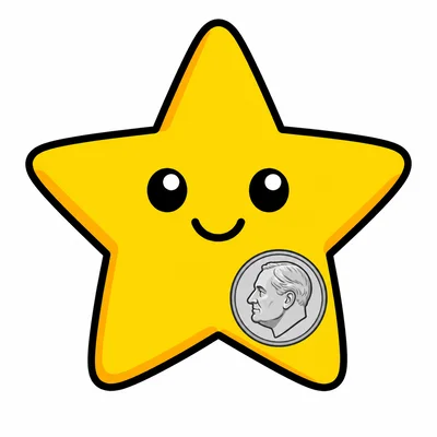 A star sticker with one dime
