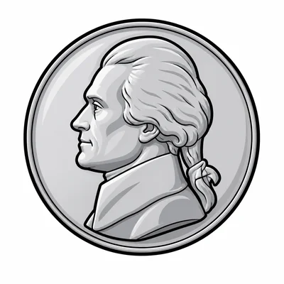 One silver nickel coin