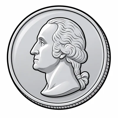 One silver quarter coin