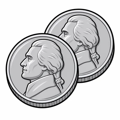 Two silver nickel coins