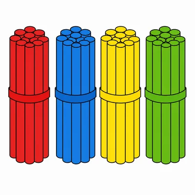 Four bundles of counting sticks in a row