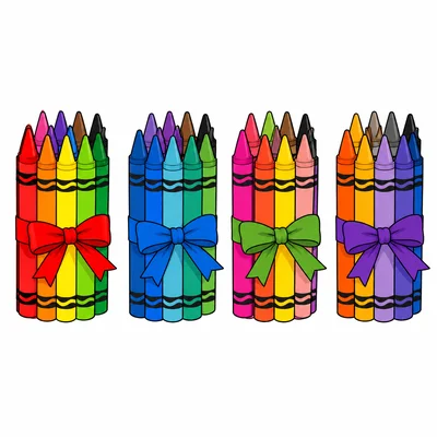 Four bundles of crayons with the first bundle highlighted