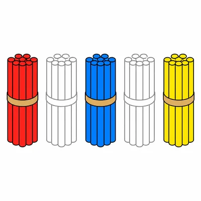 Five counting-stick bundle spots with two empty outlined spots