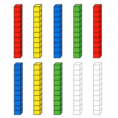 Ten base-ten rod spots arranged in two rows