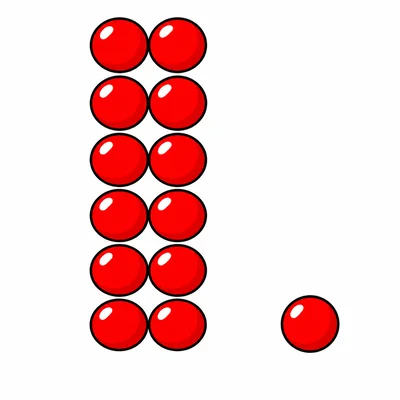 Paired balls with one leftover ball.