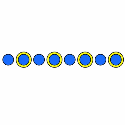 Eight counters with every second counter highlighted.