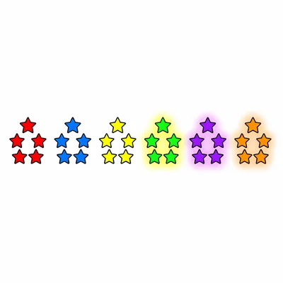 Six groups of five stars, with the last three groups highlighted.