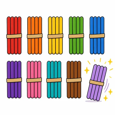 Ten bundles of five sticks, with the last bundle being added.