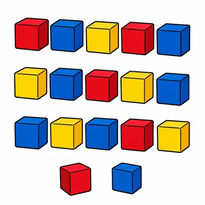 Complete groups of five blocks with two extra blocks set aside.