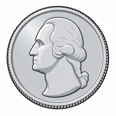 One large silver quarter coin.