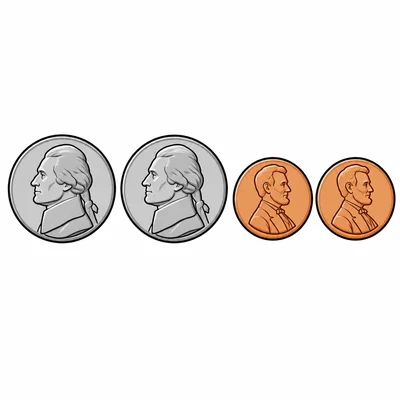 Two nickels and two pennies.