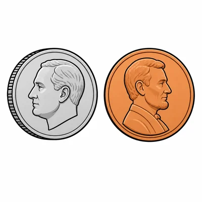 One dime and one penny.