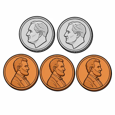 Two dimes and three pennies.