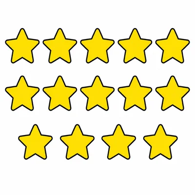 Fourteen yellow stars arranged for counting.