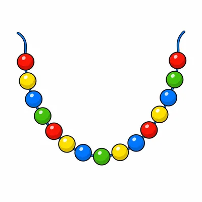Seventeen colorful beads on a string.