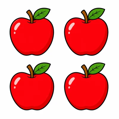 Four red apples.