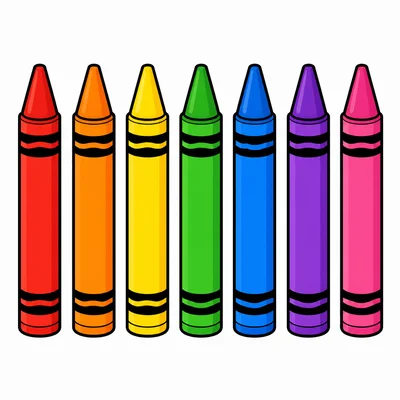 Seven crayons.