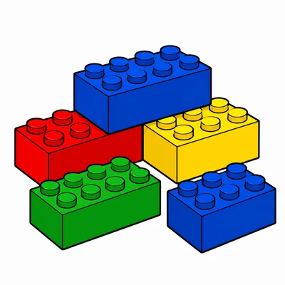 Five colorful blocks.